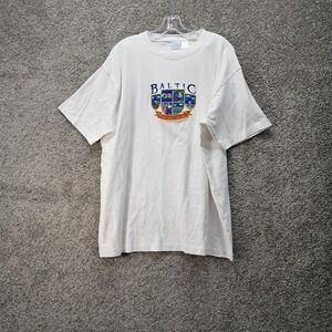 Princess Cruises Baltic Crest Embroidered White Cotton T-Shirt Mens XL 6589